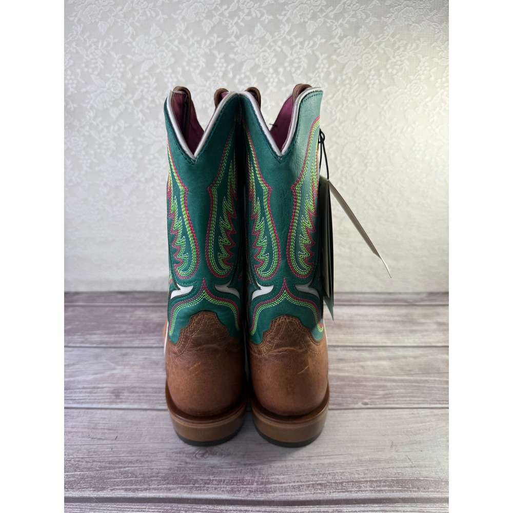 Ariat Futurity Colt Women Western Boots Tan Patina Cenote Green Leather 10051021 - Picture 9 of 16